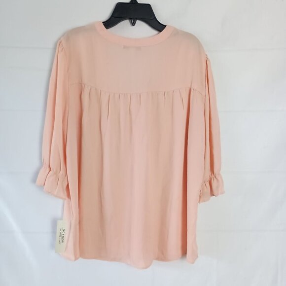 Zac & Rachel Dusty Pink V-Neck Elbow Sleeve Tunic Blouse L NWT - Picture 6 of 7